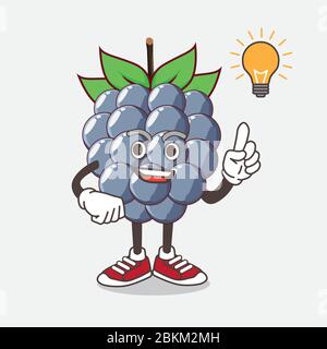 Une illustration de la mascotte de dessin animé de fruits de Dewberry a une idée Illustration de Vecteur
