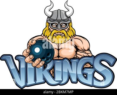Sports Bowling Viking Mascot Illustration de Vecteur