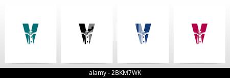 Logo Lighthouse on Letter Design V Illustration de Vecteur