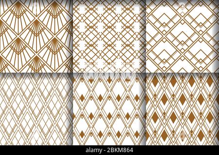 Ensemble de motifs luxueux sans couture et de style Art déco. Concept vintage adapté pour fond d'écran, carte, invitation, art d'impression, fond vectoriel Illustration de Vecteur
