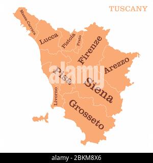 Carte des régions de Toscane Illustration de Vecteur