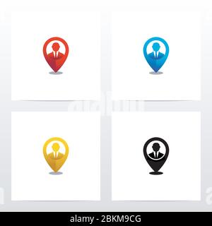 Motif de l'épingle et du logo homme d'affaires Illustration de Vecteur