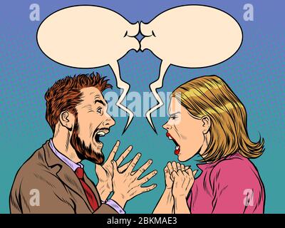 l'homme et la femme contestent les émotions hurlent Illustration de Vecteur