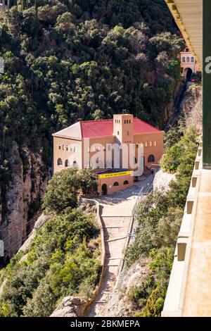 Téléphérique, monastère de Montserrat sur la montagne à Barcelone, Catalogne Banque D'Images