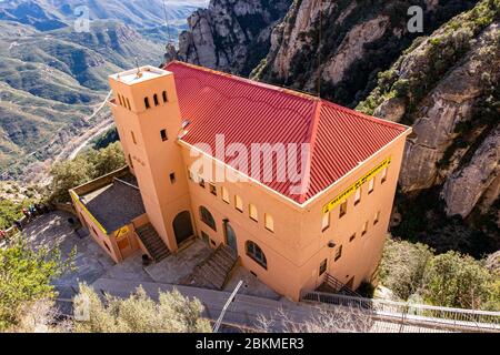 Téléphérique, monastère de Montserrat sur la montagne à Barcelone, Catalogne Banque D'Images