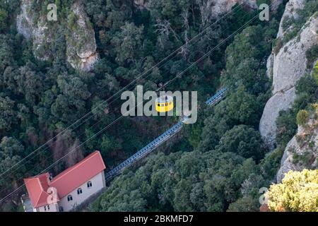 Téléphérique, monastère de Montserrat sur la montagne à Barcelone, Catalogne Banque D'Images