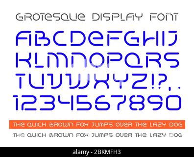 Police plate grotesque à affichage moderne, idéale pour les en-têtes, les titres dans les affiches ou les imprimés Illustration de Vecteur