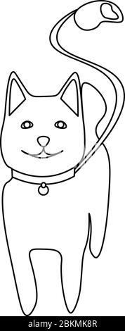 Un petit art simple de mignonne chien souriant avec une laisse Illustration de Vecteur