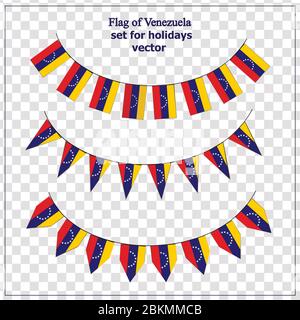 Set avec drapeaux du Venezuela avec plis. Illustration colorée avec drapeaux pour le design. Vecteur avec arrière-plan transparent. Illustration de Vecteur