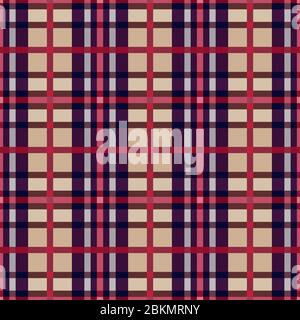 Tartan écossais doux sans couture dans des tons de beige, violet et rouge, texture pour chemise de flanelle, plat, nappes, vêtements, literie, couvertures et t Illustration de Vecteur