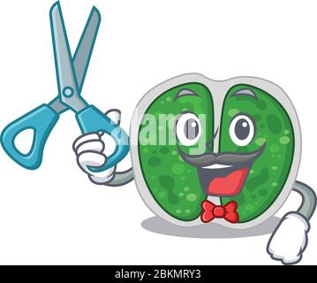 Un personnage de dessin animé de bactéries chromococcales sportif avec barber Illustration de Vecteur
