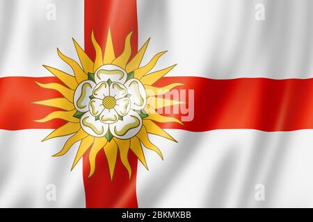 West Riding of Yorkshire Comté flag, Royaume-Uni waving banner collection. Illustration tridimensionnelle Banque D'Images