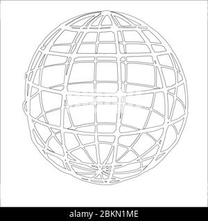 Globe en forme de grille. Ligne noire sur fond blanc Illustration de Vecteur