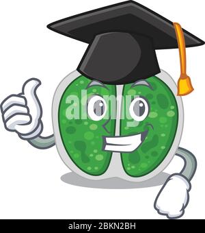 Bonne figure des bactéries chromocales dans un chapeau de graduation noir pour la cérémonie Illustration de Vecteur