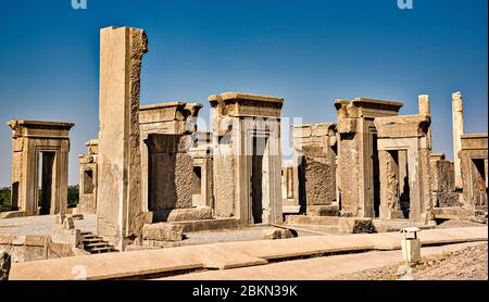 Ruines de la salle des 100 colonnes, Persepolis Banque D'Images