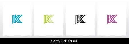 Lignes parallèles avec nœuds formés lettre logo Design K Illustration de Vecteur