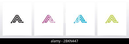 Lignes parallèles avec nœuds formés lettre logo Design A Illustration de Vecteur
