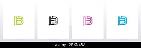 Lignes parallèles avec nœuds formés lettre logo Design B Illustration de Vecteur
