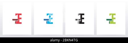 Rouleau de peinture sur logo lettre Design E Illustration de Vecteur