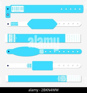 Bracelet d'entrée dans la zone de concerts, la fête de la scène, le club de danse, les festivals de musique, les espaces privés, les hôpitaux et les centres de santé. Modèle de conception de Illustration de Vecteur