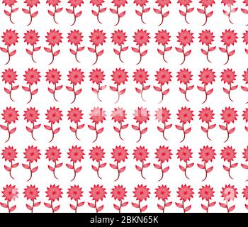 Magnifique motif fleurs Linenocut sur fond coloré Illustration de Vecteur