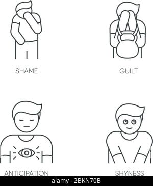 Jeu d'icônes linéaires pixels parfaits pour le comportement humain Illustration de Vecteur