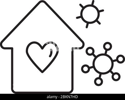 Coeur avec la forme de la maison conçu comme un logo ou une ligne icône préparé pour le coronovirus Covid-19 icônes remarquables montre les messages rester à la maison ou rester en sécurité Illustration de Vecteur