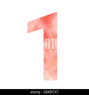 Les lettres orange. Numéro 1 un. Art numérique isolé sur fond blanc. Illustration du stock. Banque D'Images