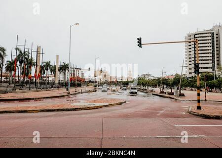 Rue inondée à Barranquila, Colombie Banque D'Images