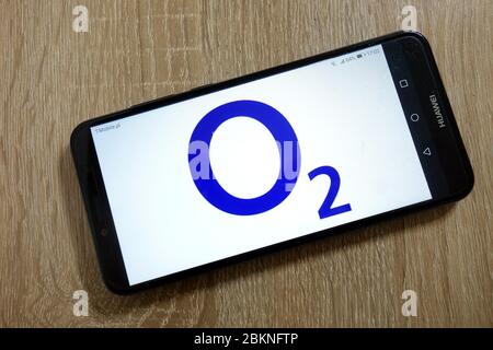 Logo de la société O2 affiché sur le smartphone Banque D'Images