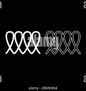 Cuisson à induction spirale électrique symbole de chaleur type surfaces de cuisson signe ustensile panneau destination icône contour ensemble couleur blanche illustration vectorielle Illustration de Vecteur