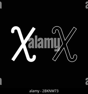 Chi grec symbole petite lettre minuscule icône police contour jeu blanc couleur vecteur illustration style plat image simple Illustration de Vecteur