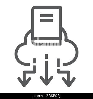 Icône de la ligne de bibliothèque de cloud, enseignement et école, livre avec graphiques vectoriels de signe de cloud, une icône linéaire sur fond blanc, eps 10. Illustration de Vecteur