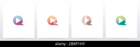 Bouton de lecture sur Letter logo Design Q Illustration de Vecteur