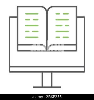 L'éducation virtuelle couleur ligne icône, éducation et école, l'apprentissage en ligne signe vecteur graphiques, une icône linéaire sur un fond blanc, eps 10. Illustration de Vecteur