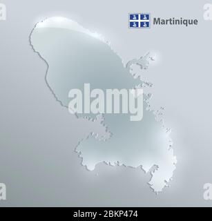 Carte et drapeau Martinique, carte en verre design 3D vectoriel Illustration de Vecteur