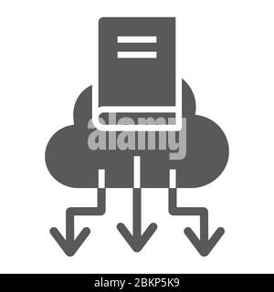 Cloud Library glyphe icône, éducation et école, livre avec graphiques vectoriels de signe de nuage, une icône solide sur un fond blanc, eps 10. Illustration de Vecteur