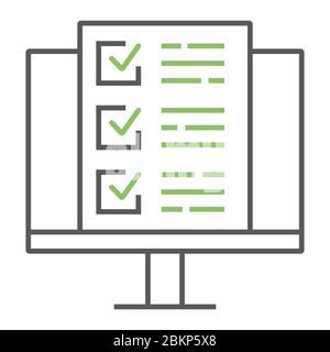 Test en ligne de couleur icône, éducation et école, montior avec liste de contrôle graphique vecteur signe, une icône linéaire sur un fond blanc, eps 10. Illustration de Vecteur