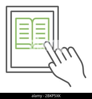 L'enseignement à distance icône de ligne de couleur, éducation et école, graphique vectoriel de signe de tablette à écran tactile, une icône linéaire sur un fond blanc, eps 10. Illustration de Vecteur