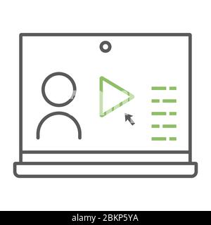 Icône de ligne de couleurs de séminaire en ligne, éducation et école, graphiques vectoriels de signes de cours en ligne, icône linéaire sur fond blanc, eps 10. Illustration de Vecteur