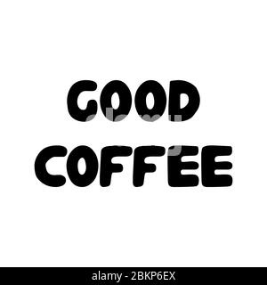 Bon café. Joli texte en forme de bulle à motif de caniche dessiné à la main. Isolé sur fond blanc. Illustration de stock vectoriel. Illustration de Vecteur