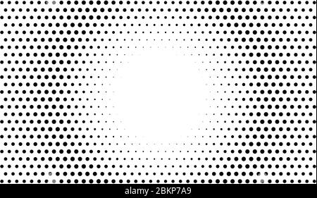 Cercle points fond vectoriel. Cadre rond en pointillés demi-ton abstrait. Noir et blanc, motif tendance minimaliste Illustration de Vecteur