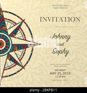 Motif floral Windrose invitation Illustration de Vecteur