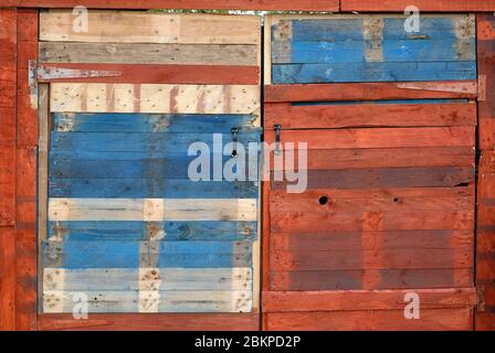 abri de jardin d'allotement entièrement fait de vieilles palettes en bois, norfolk, angleterre Banque D'Images