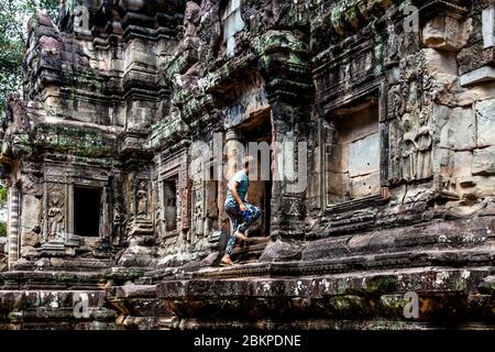 Temple Chau Say Tevoda, complexe du Temple d'Angkor Wat, Siem Reap, Cambodge. Banque D'Images