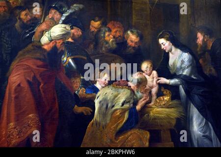 L'adoration du Magi 1617 par Peter Paul Rubens 1577-1640 Belgique flamande Banque D'Images