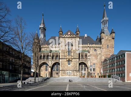 Aachen, Katschhof mit Rathaus von Süden Banque D'Images