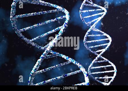Science biotechnologie ADN illustration 3D et illustration abstraite. Banque D'Images