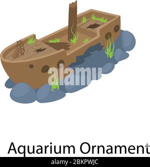 Icône bateau ornement aquarium. Isométrique de l'aquarium ornement navire icône vecteur pour la conception de Web isolé sur fond blanc Illustration de Vecteur