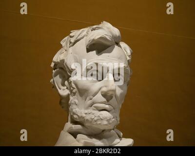 Gros plan sur le visage d'Abraham Lincoln. Banque D'Images